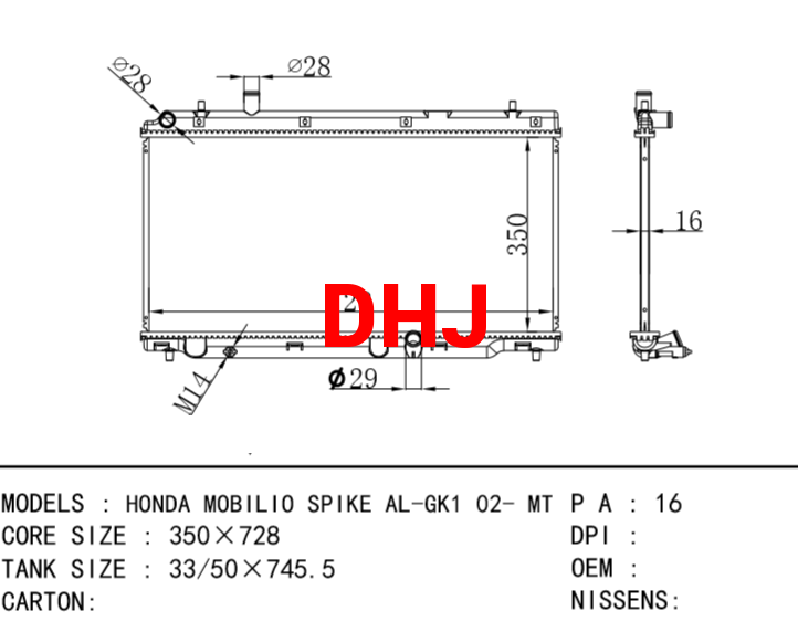 HONDA radiator for MOBILIO SPIKE AL-GK1 02- MT