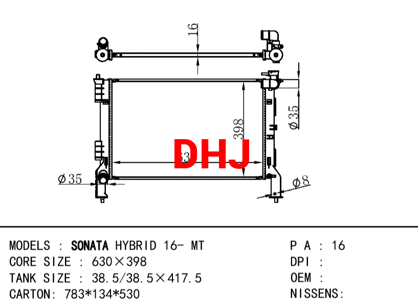 HYUNDAI Radiator FOR SONATA HYBRID 16- MT