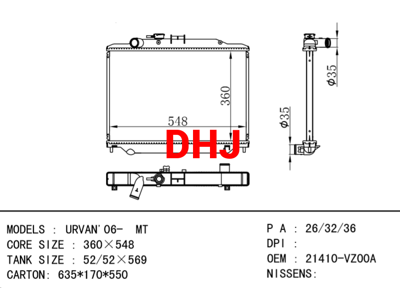 NISSAN radiator 21410-VZ00A URVAN'06-  MT