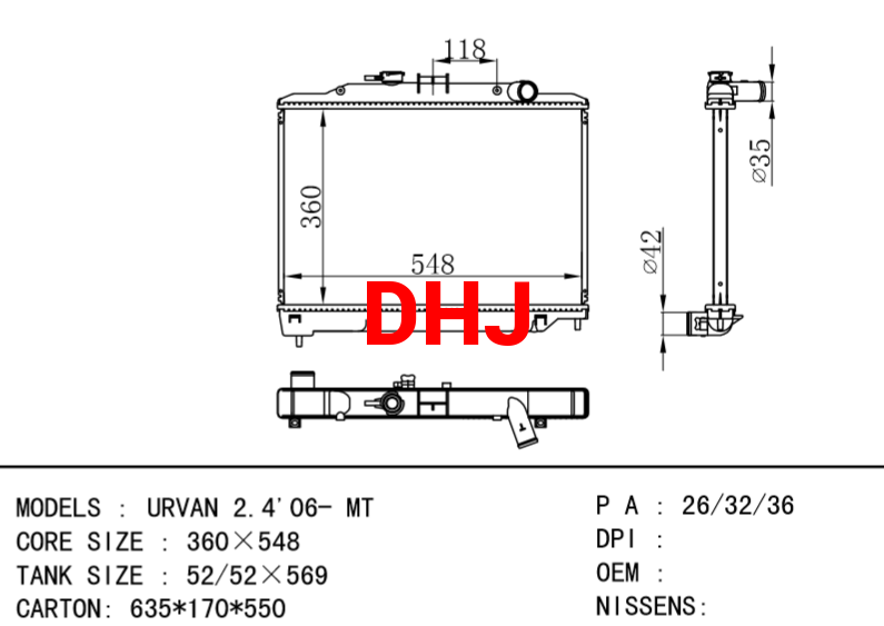 NISSAN URVAN 2.4'06- MT radiator