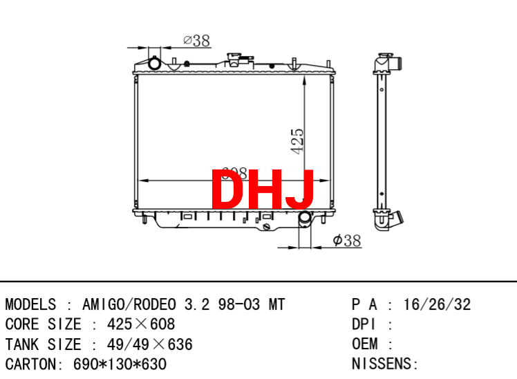 ISUZU AMIGO/RODEO 3.2 98-03 MT radiator