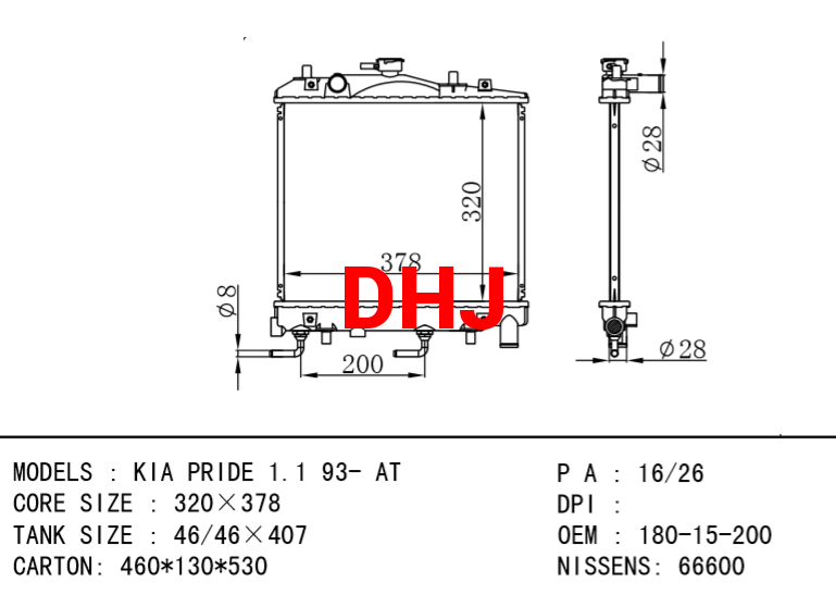 KIA radiator 180-15-200 KK13715200 180-15-200 MAZDA KK13715200 KK13715200A B30215