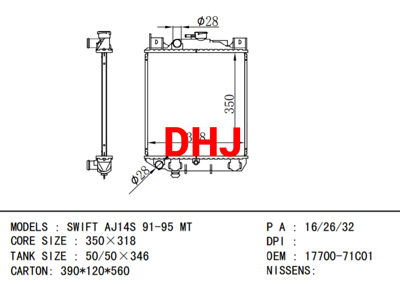 17700-71C01 17700-71C00 SUZUKI radiator SWIFT II Saloon (AH, AJ)