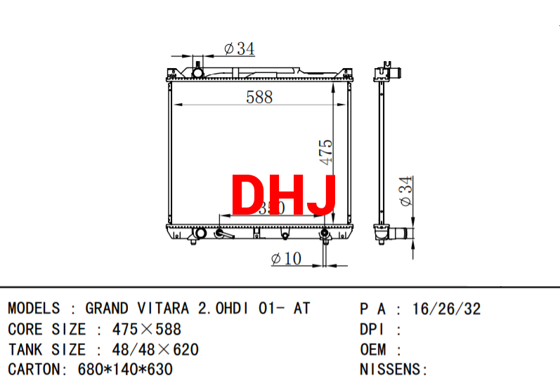 SUZUKI GRAND VITARA 2.0HDI 01- AT radiator MT
