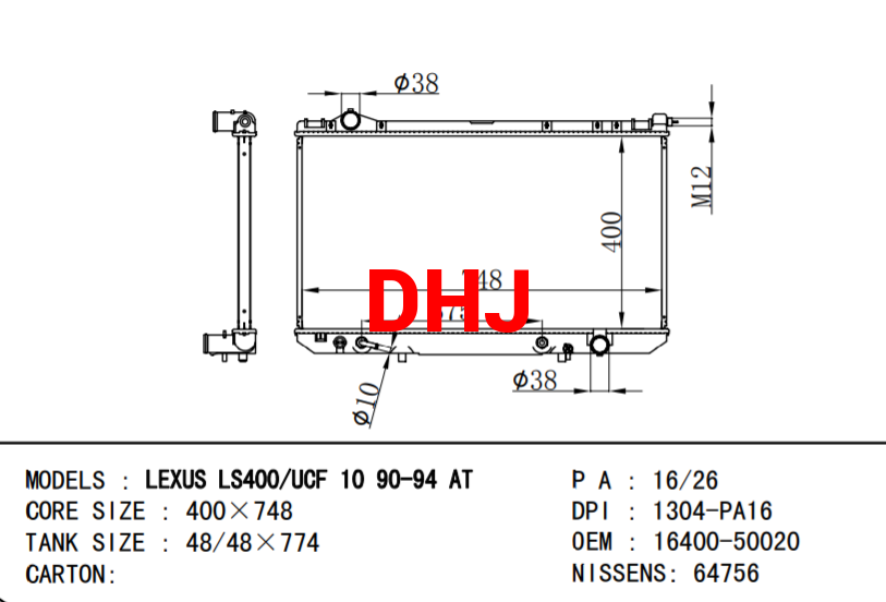 LEXUS LS400/ucf car radiator 16400-50020