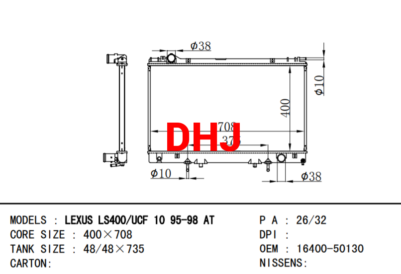 LEXUS LEXUS LS400/ucf car radiator  16400-50130