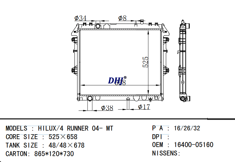 16400-05160 TOYOTA HILUX/4 RUNNER 04- MT  radiator