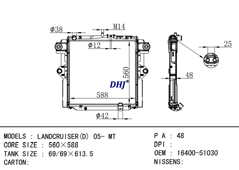  TOYOTA LANDCRUISER(D) radiator 16400-51030