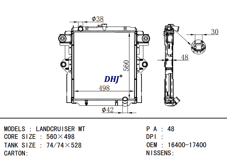 TOYOTA LANDCRUISER MT truck radiator 16400-17400