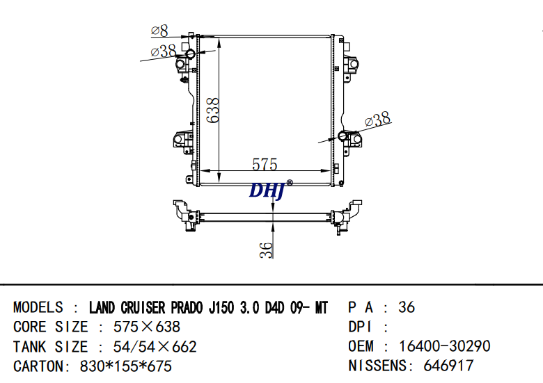 16400-30290 TOYOTA LAND CRUISER PRADO J150 (KDJ15_, GRJ15_) radiator
