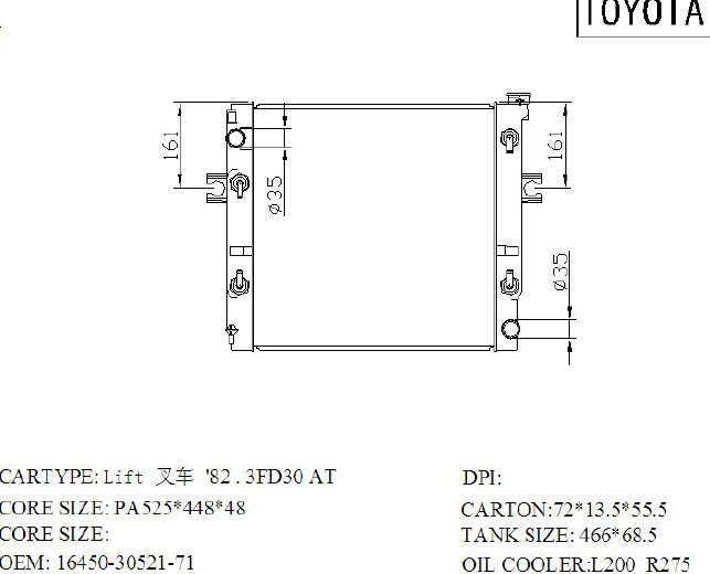 TOYOTA FORKLIFT radiator Lift 82.3FD30 16450-30521