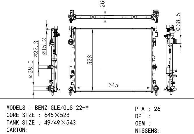  Car Radiator for BENZ BENZ GLE/GLS 22-