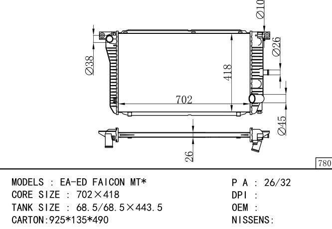  Car Radiator for FORD EA-ED Faicon  MT