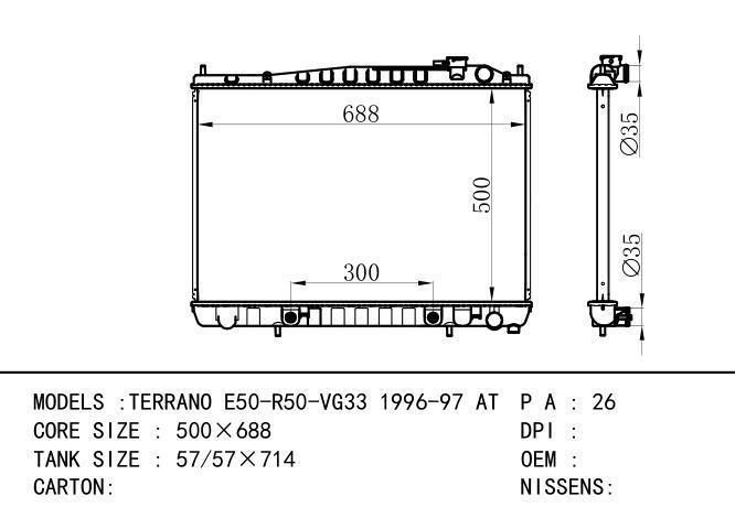  Car Radiator for NISSAN TERRANO E50-R50-VG33 96-97