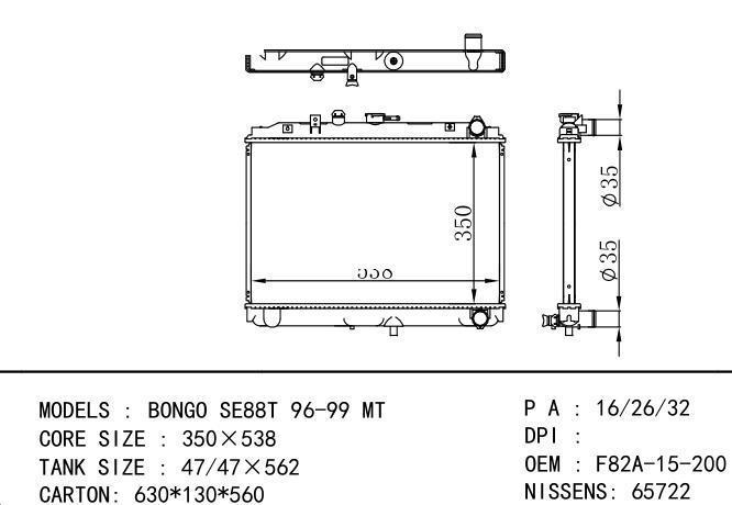 *RF01-15-200E-VS01-15-200B Car Radiator for MAZDA BONGO SE88T