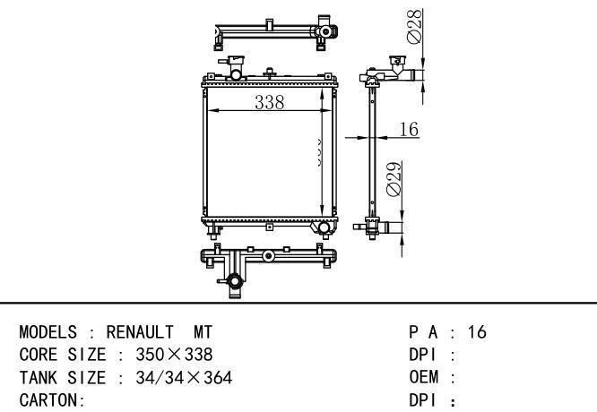 21410-2118R  Car Radiator for RENAULT RENAULT  MT