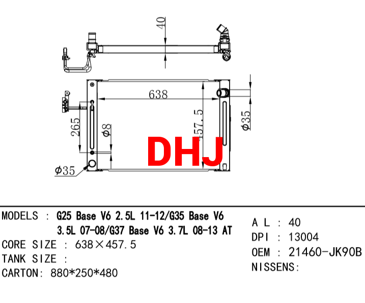 NISSAN RADIATORS OEM 21460-JK90B 21460-JK20A,21460-JK20B,21460-JK90A G25 G35 G37