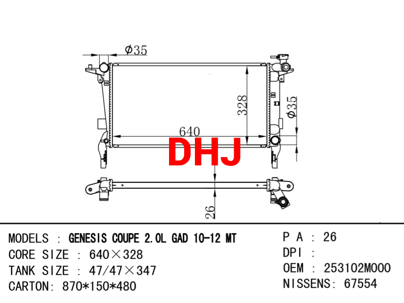 HYUNDAI GENESIS Radiator 25310-2M000