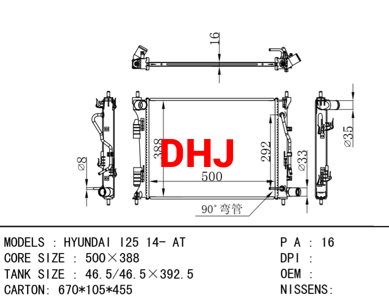 HYUNDAI I25 14- AT RADIATOR