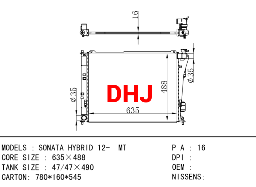 HYUNDAI Radiator SONATA HYBRID 12- MT