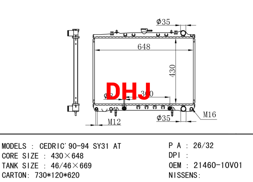 NISSAN radiator 21460-10V01 CEDRIC'90-94 SY31 AT mt