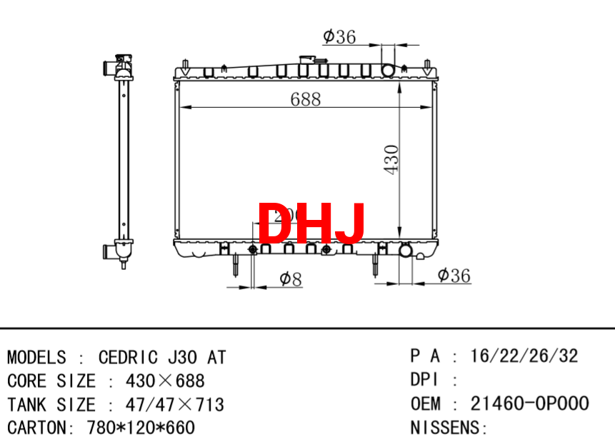 NISSAN radiator 21460-0P000 CEDRIC J30 AT