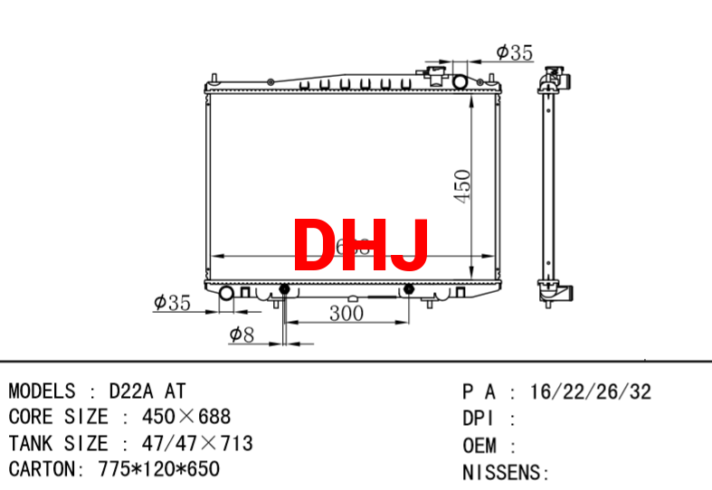 NISSAN radiator FOR D22A AT MT