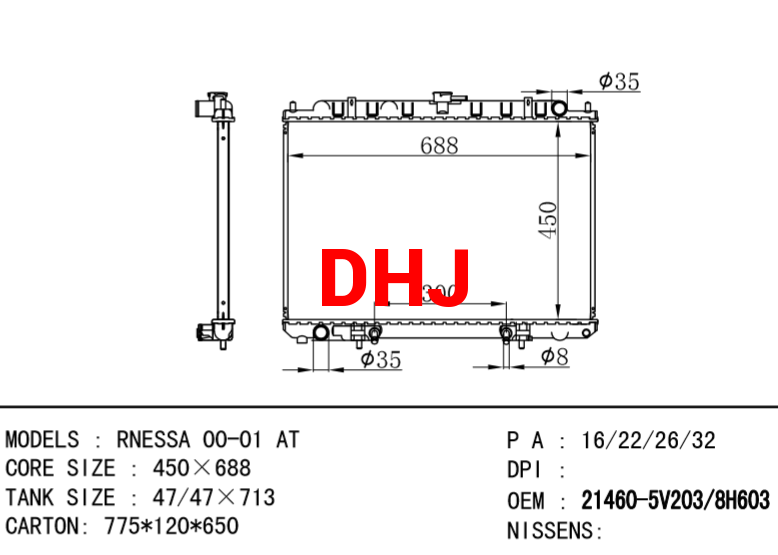 NISSAN radiator 214160-5v203 214160-8H603 RNESSA 00-01 AT