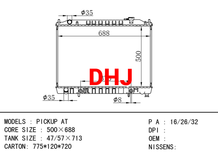 NISSAN PICKUP AT radiator