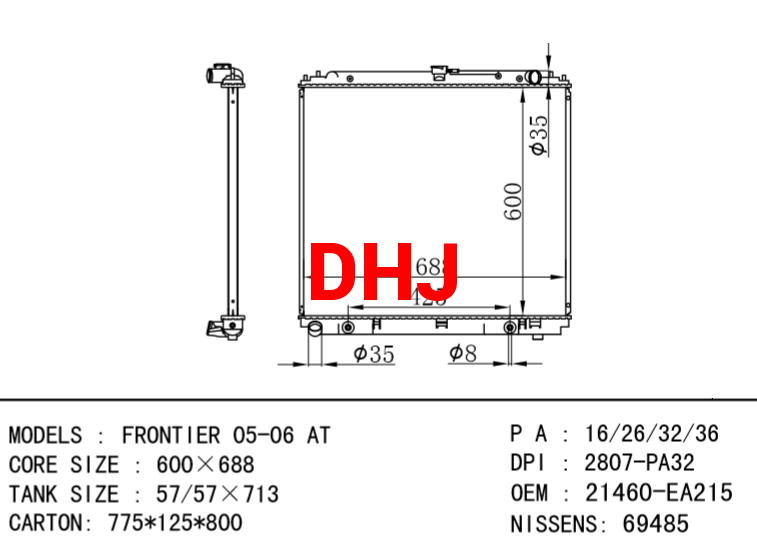 NISSAN radiator 21460-EA215 21460-EA22C 21460-9CA2E FRONTIER 05-06 AT/MT