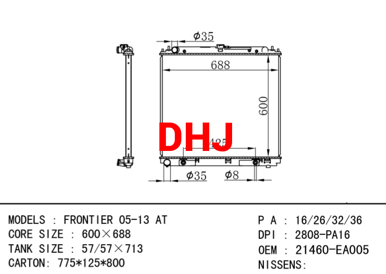 NISSAN radiator 21460-EA005 FRONTIER 05-13 AT /MT