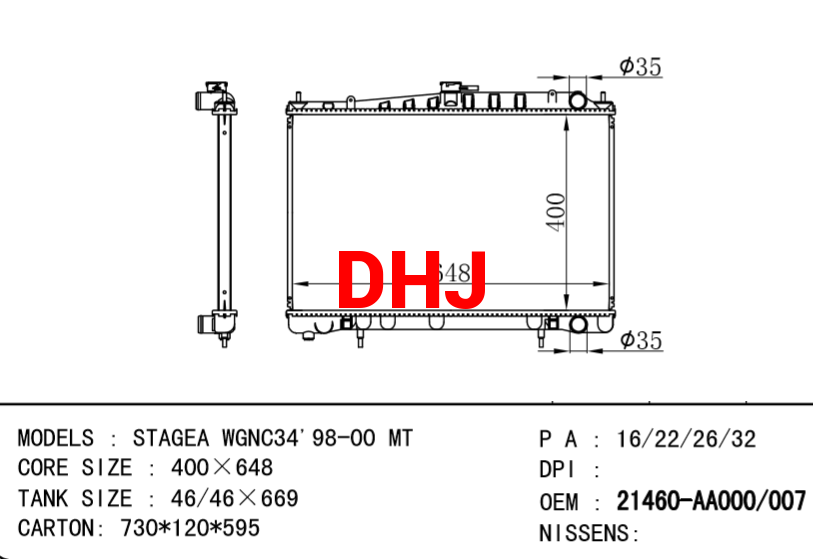 NISSAN radiator 21460-AA000 21460-AA007 STAGEA WGNC34'98-00 MT