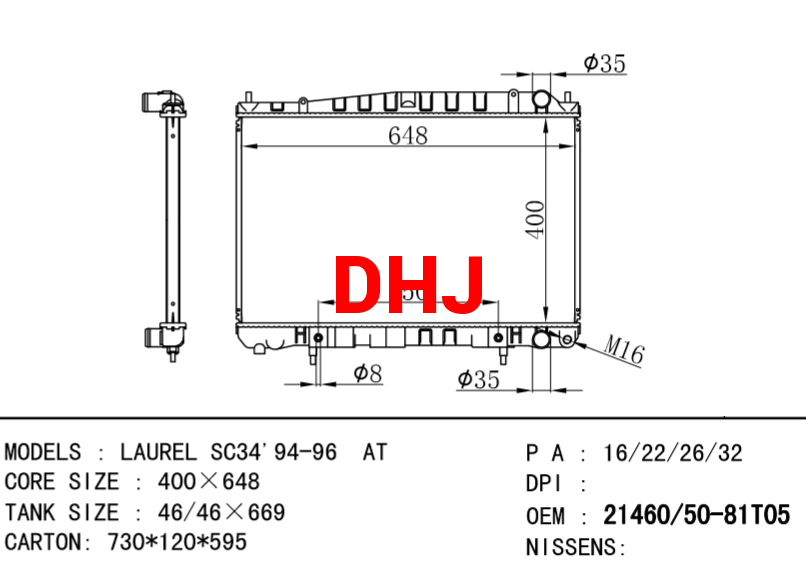 NISSAN radiator 21460-81T05 21450-81T05 LAUREL SC34'94-96  AT