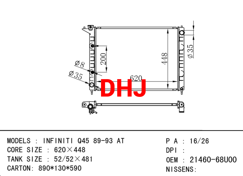 NISSAN radiator 21460-68U00 INFINITI Q45 89-93 AT /MT