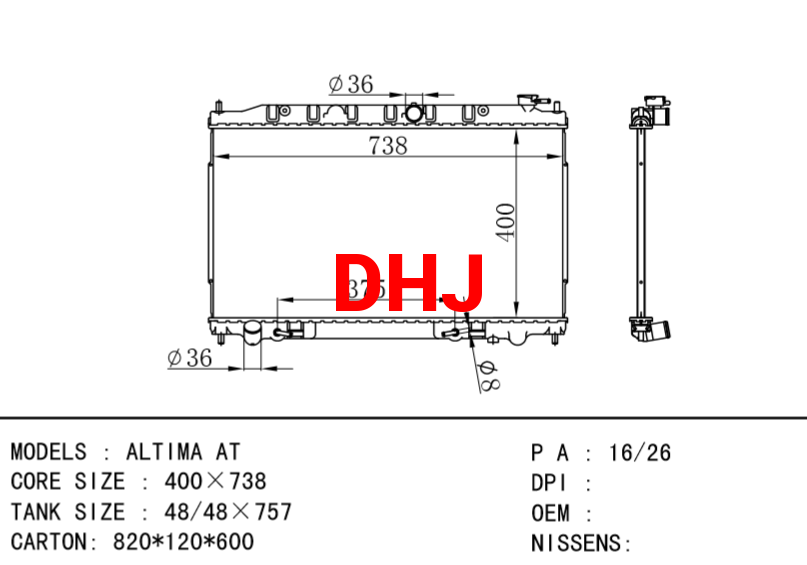 NISSAN ALTIMA AT/MT radiator