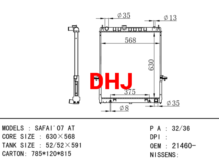 NISSAN SAFAI'07 AT radiator