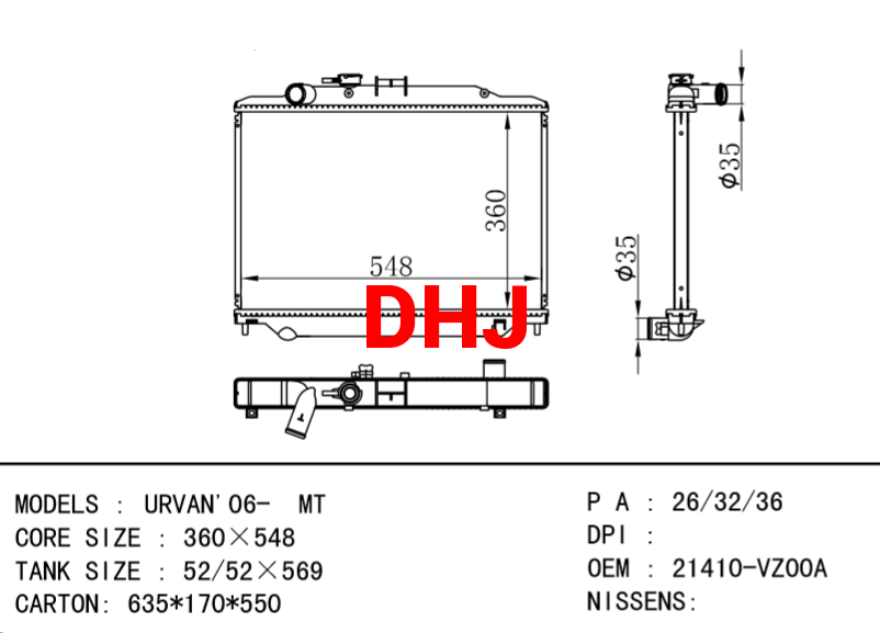 NISSAN radiator 21410-VZ00A URVAN'06- MT