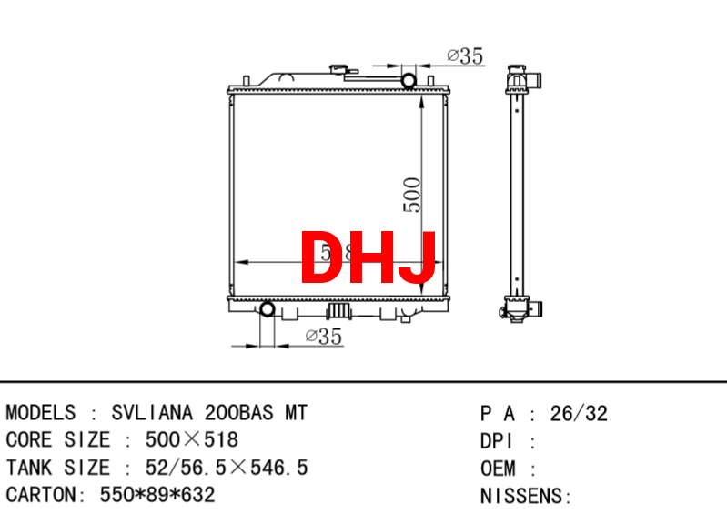 NISSAN SVLIANA 200BAS MT radiator