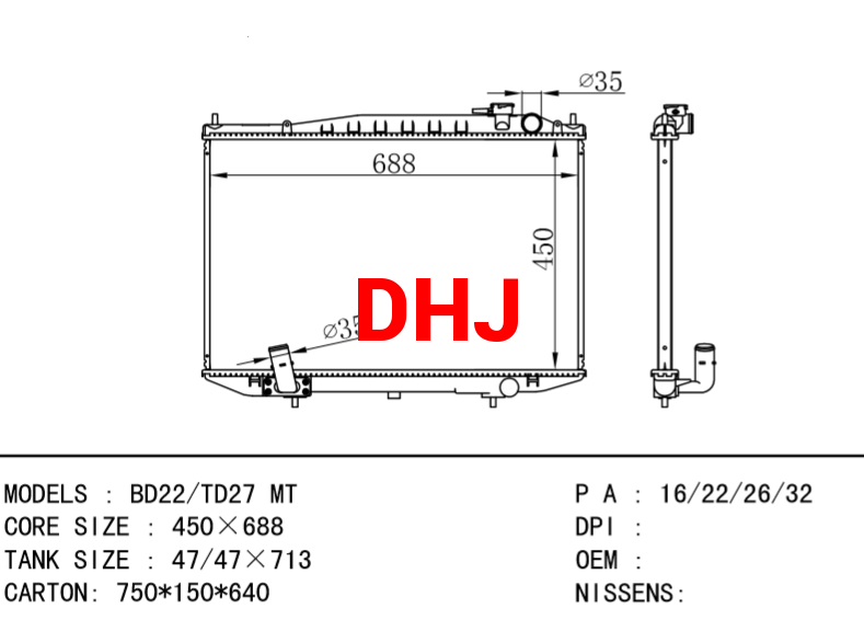 NISSAN BD22/TD27 MT radiator