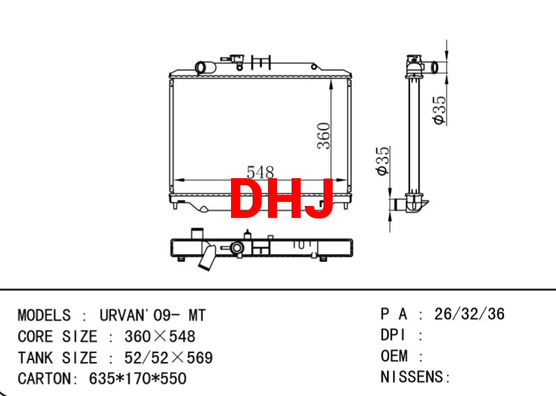 NISSAN URVAN'09- MT radiator