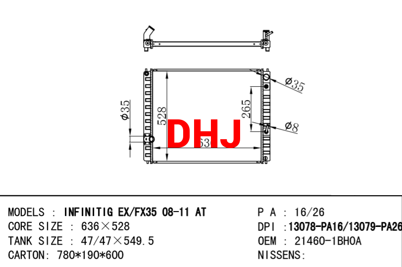 NISSAN  21460-1TS0A 214601BF0A 21460-1BH0A 21460-1BF5A Infinitig EX FX35 08-11 MT