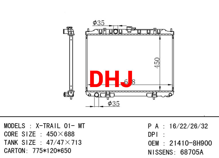 NISSAN radiator 21410-EQ30A 21410-8H900 X-TRAIL 01- MT