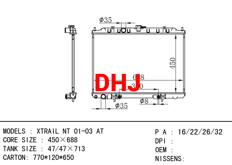 NISSAN XTRAIL NT 01-03 AT radiator