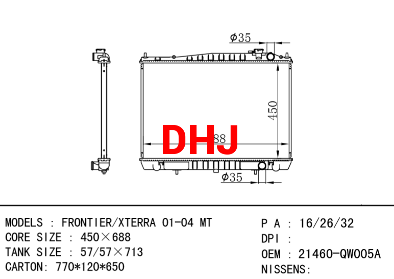 NISSAN radiator 21460-QW005A FRONTIER/XTERRA 01-04 MT