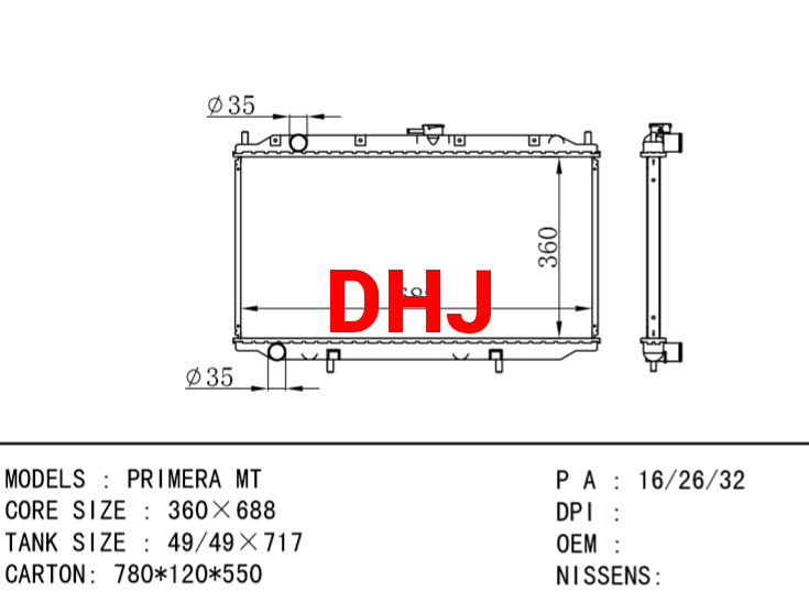 NISSAN PRIMERA MT radiator