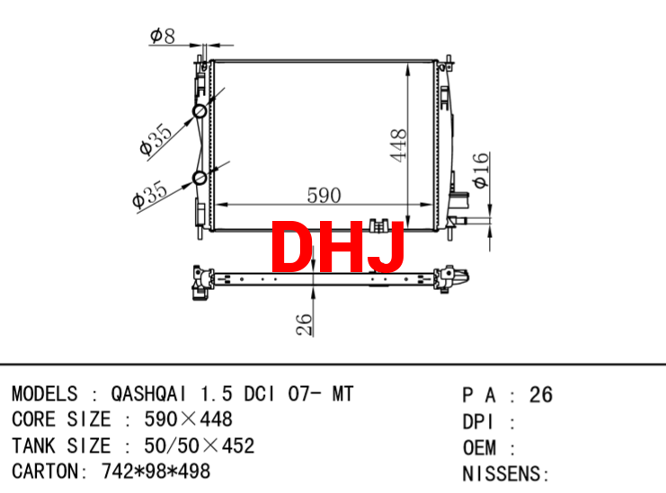 NISSAN QASHQAI 1.5 DCI 07- MT radiator