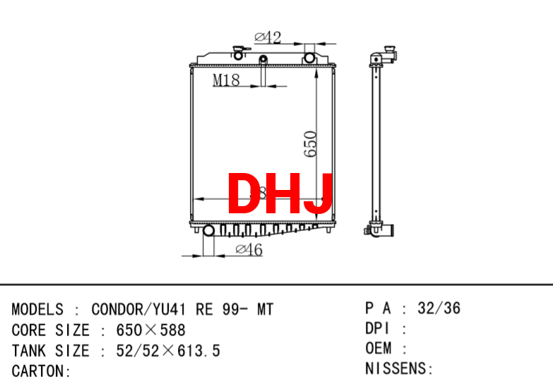 NISSAN CONDOR/YU41 RE 99- MT radiator