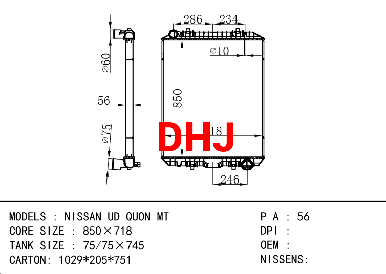 NISSAN UD QUON MT radiator