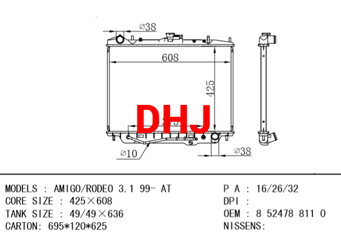 ISUZU radiator  8524788110 AMIGO/RODEO 3.1 99- AT/MT