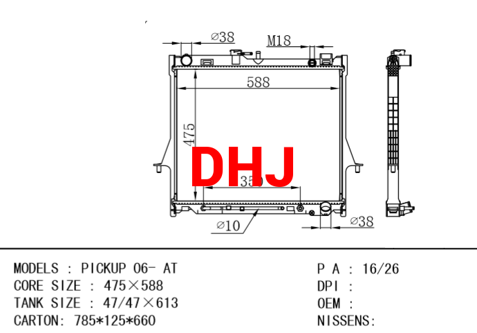 ISUZU PICKUP 06- AT radiator